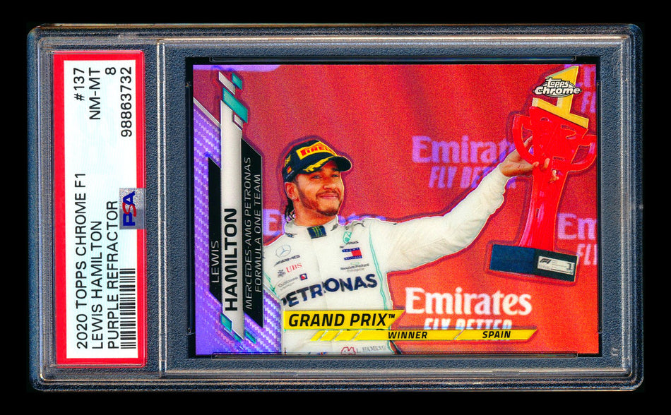 2020 Topps Chrome F1 #137 Lewis Hamilton RC Purple Refractor #126/399 PSA 8