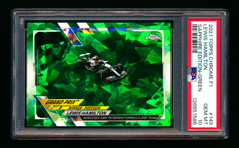 2021 Topps Chrome Sapphire F1 #149 Lewis Hamilton Green Refractor #31/75 PSA 10** (SOLD eBay - $89.00 - 5/27/2026) **