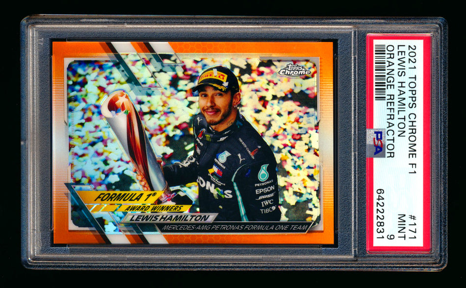 2021 Topps Chrome F1 #171 Lewis Hamilton Orange Refractor #14/25 PSA 9