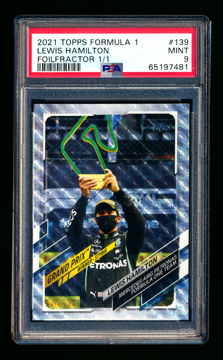 2021 Topps F1 #139 Lewis Hamilton Foilfractor #1/1 PSA 9