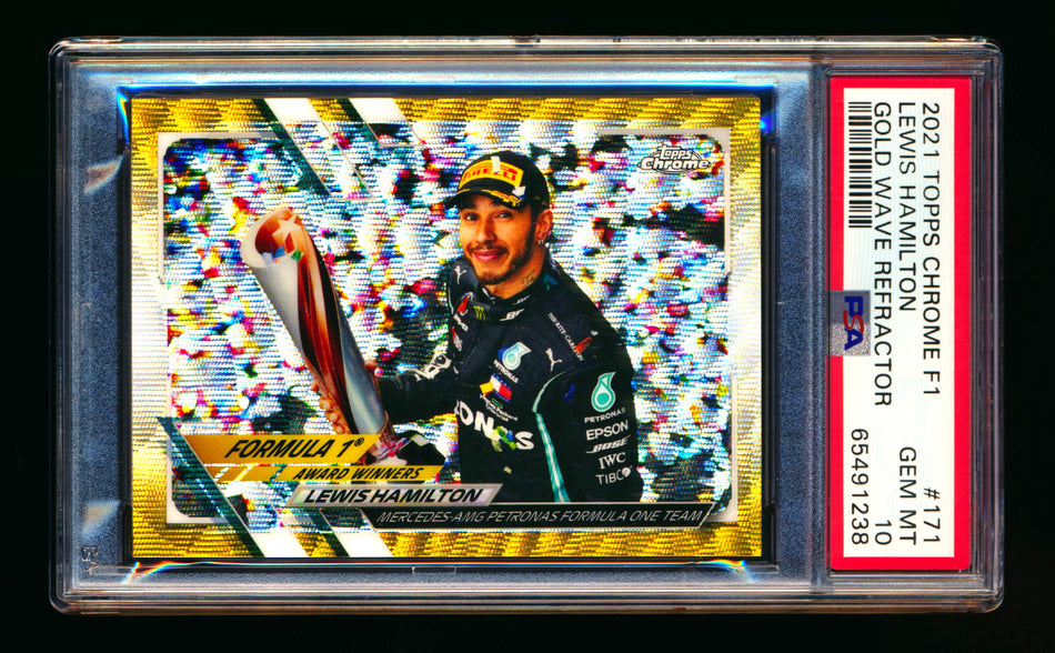 2021 Topps Chrome F1 #171 Lewis Hamilton Gold Wave Refractor #44/50 PSA 10 (Driver Number #44)  ** (SOLD eBay - $1,500.00 - 2/16/2026) **