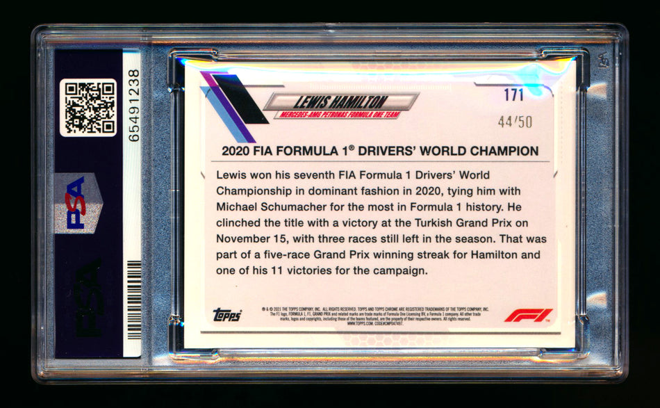 2021 Topps Chrome F1 #171 Lewis Hamilton Gold Wave Refractor #44/50 PSA 10 (Driver Number #44)  ** (SOLD eBay - $1,500.00 - 2/16/2026) **
