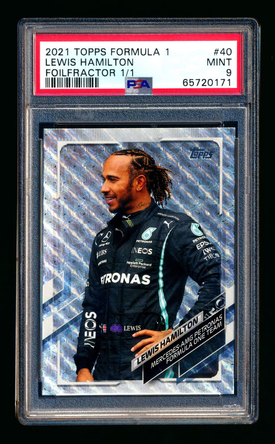 2021 Topps F1 #40 Lewis Hamilton Foilfractor #1/1 PSA 9