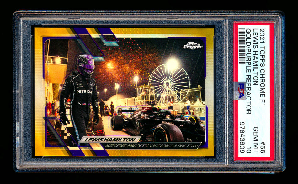 2021 Topps Chrome F1 #56 Lewis Hamilton Gold/Purple Refractor PSA 10