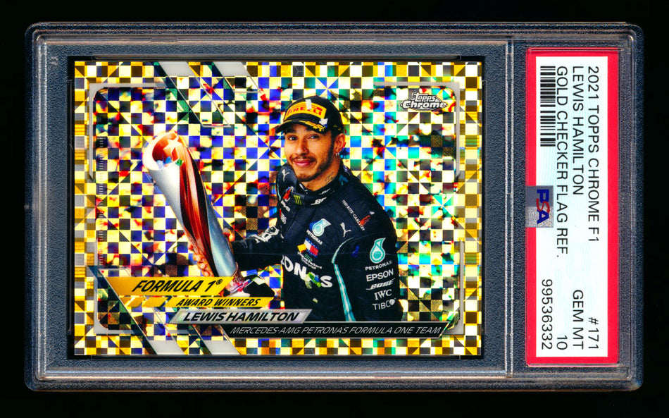 2021 Topps Chrome F1 #171 Lewis Hamilton Gold Checker Flag Refractor #37/50 PSA 10 ** (SOLD eBay - $139.00 - 4/3/2025) **