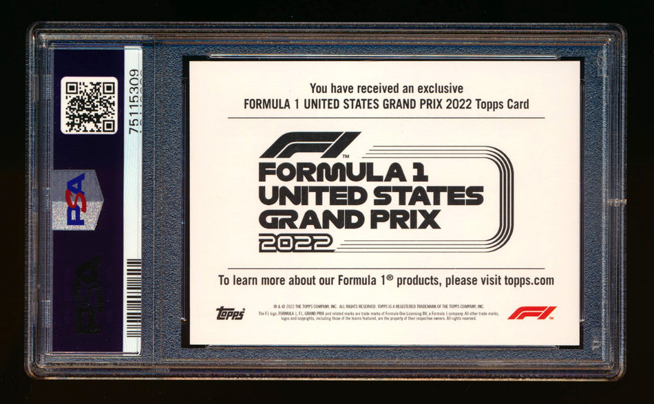 2022 Topps F1 Lewis Hamilton United States Grand Prix Exclusive PSA 10 ** (SOLD - $99.00 - 11/2/2024) **