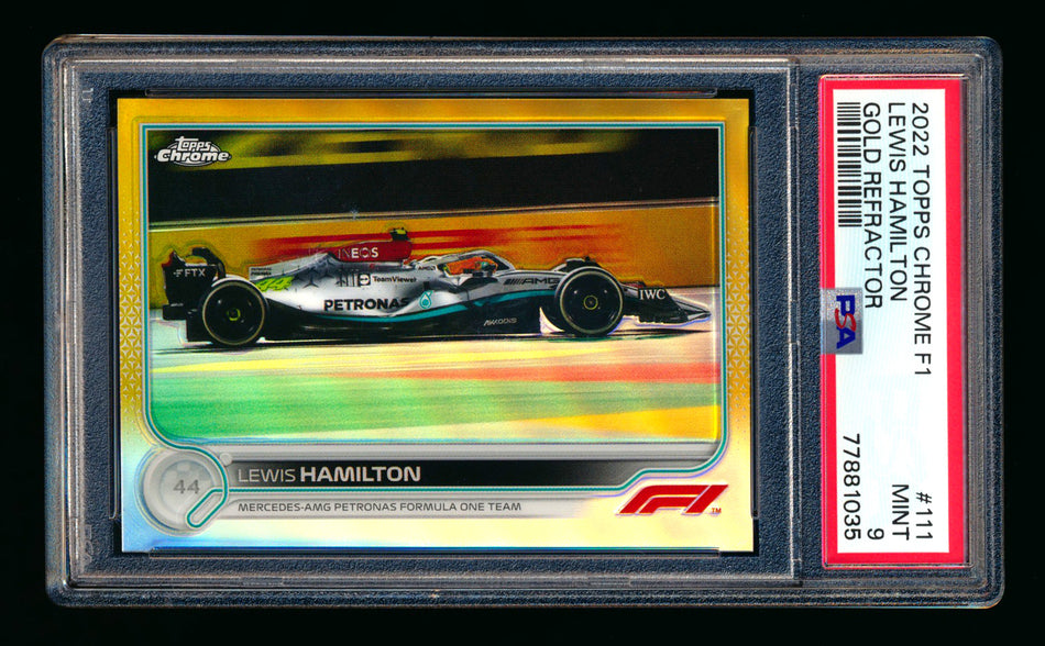 2022 Topps Chrome F1 #111 Lewis Hamilton Gold Refractor #01/50 PSA 9 (First #!) ** (SOLD eBay - $39.00 - 1/20/2025) **