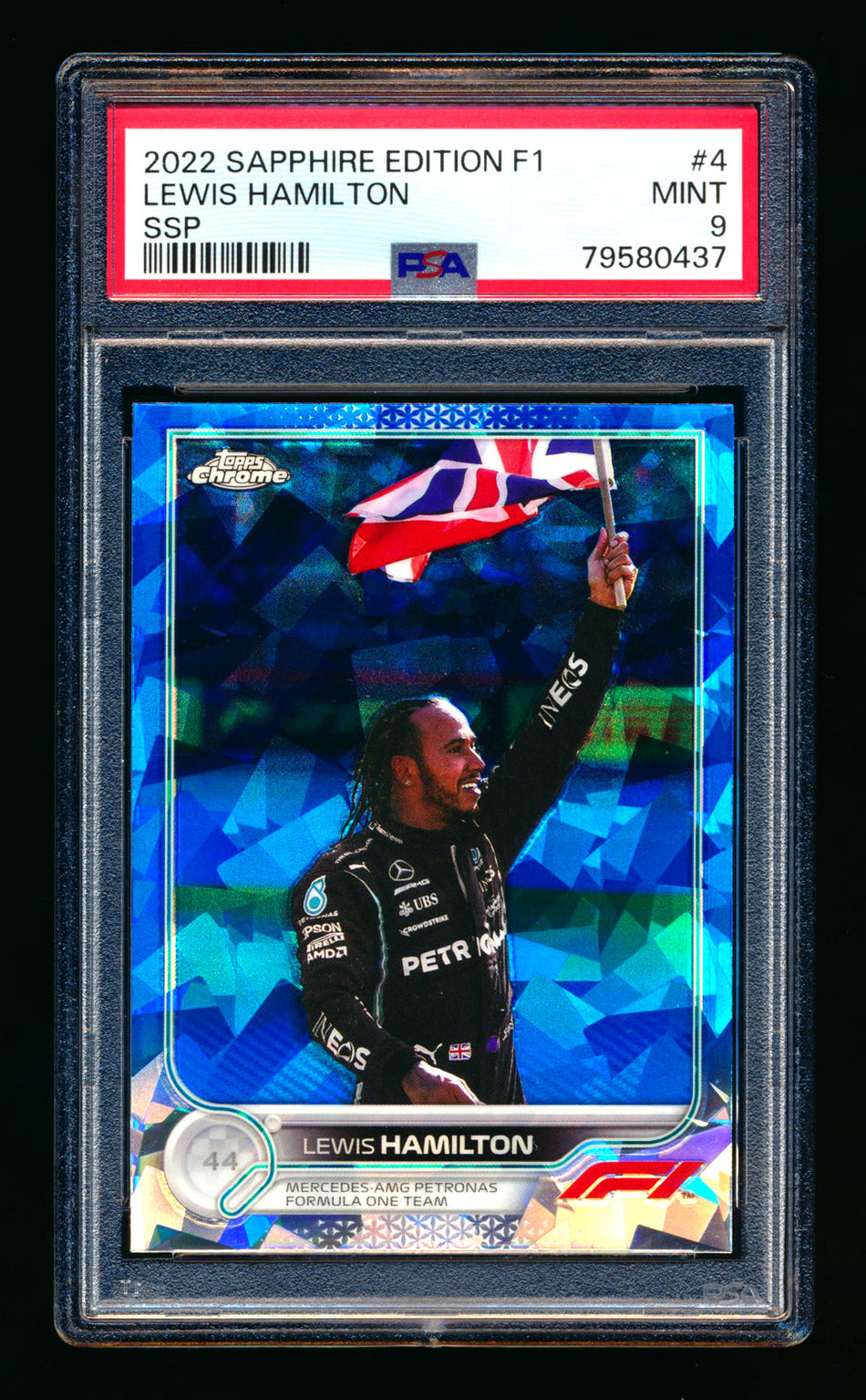2022 Topps Chrome Sapphire F1 #4 Lewis Hamilton Refractor Image Variation SSP PSA 9