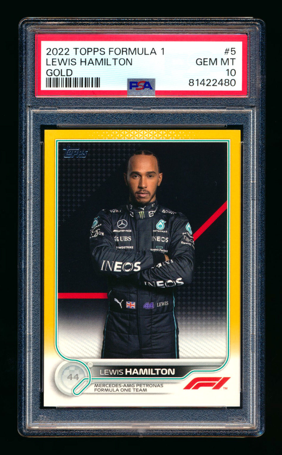 2022 Topps F1 #5 Lewis Hamilton Gold Portrait #24/50 PSA 10 ** (SOLD eBay - $195.00 - 3/6/2026) **