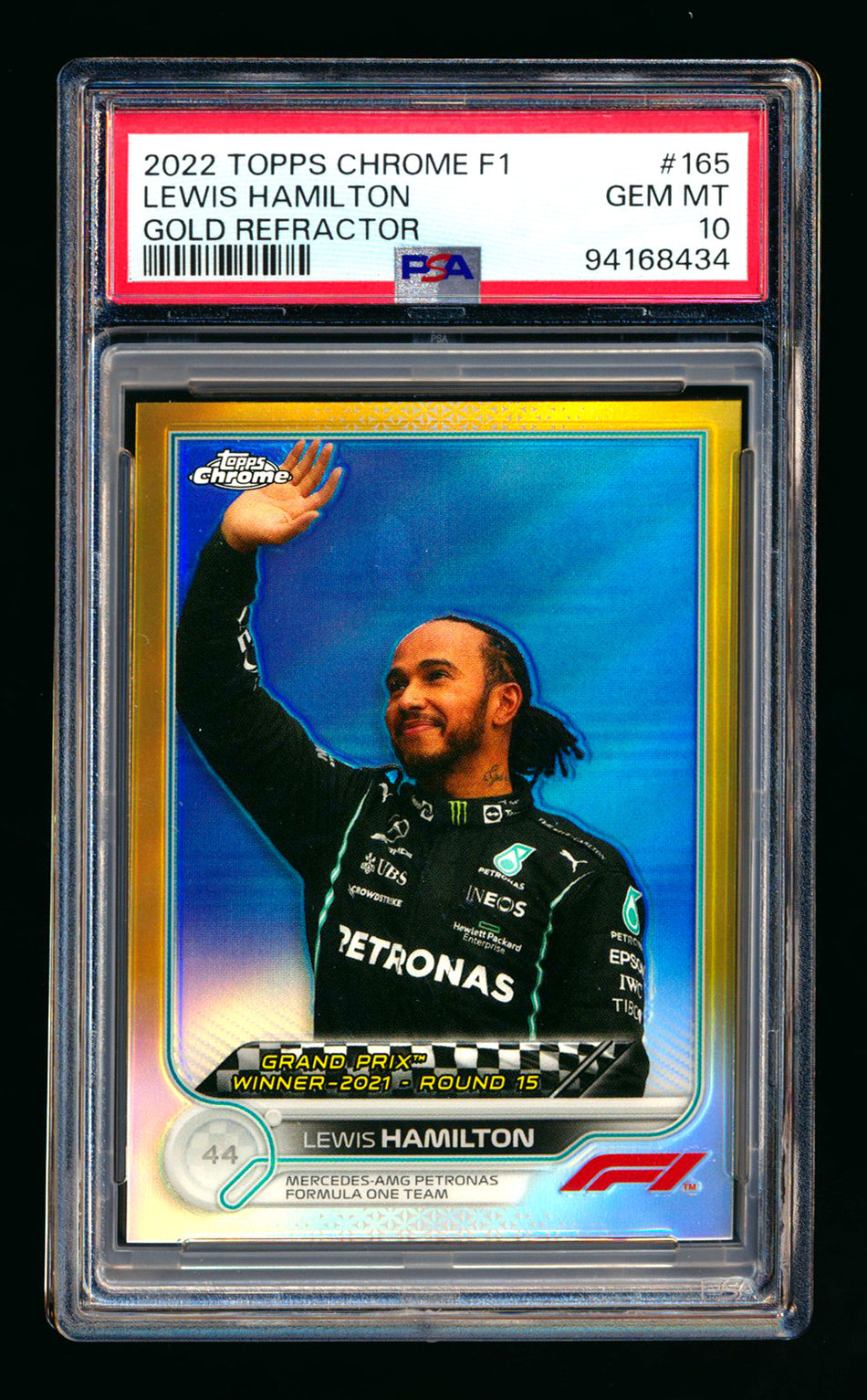 2022 Topps Chrome F1 #165 Lewis Hamilton Gold Refractor #17/50 PSA 10