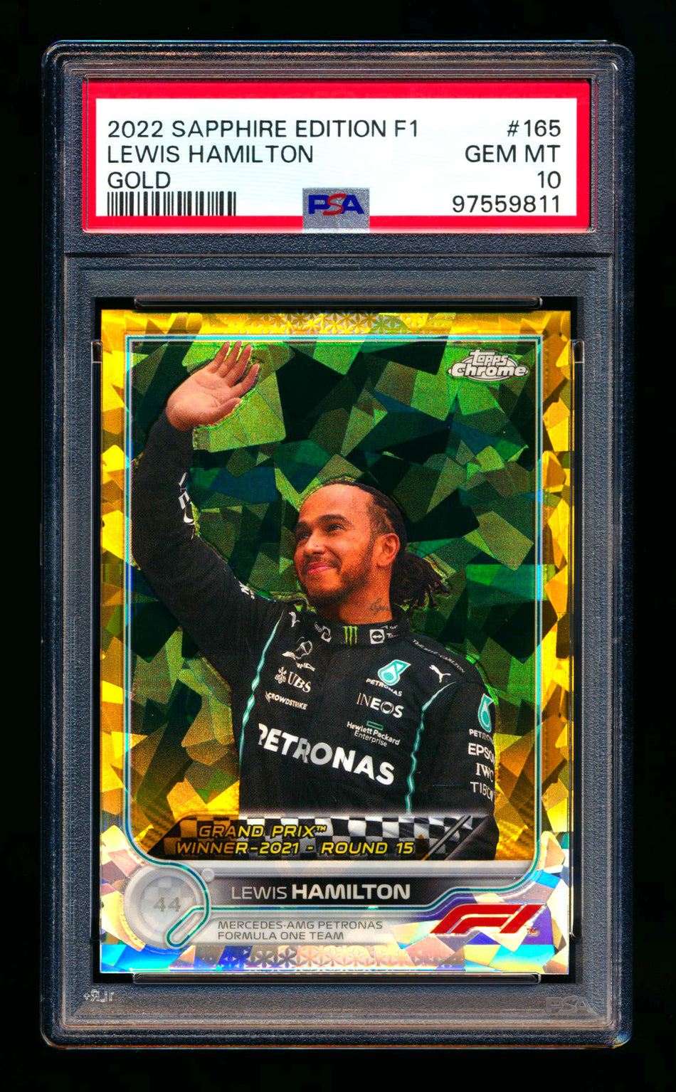 2022 Topps Chrome Sapphire F1 #165 Lewis Hamilton Gold Refractor #19/50 PSA 10 ** (SOLD - $119.00 - 12/24/2024) **