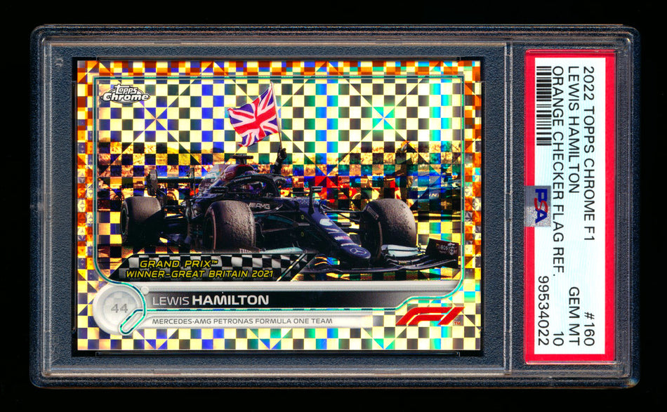 2022 Topps Chrome F1 #160 Lewis Hamilton Orange Checker Flag Refractor #09/25 PSA 10 ** (SOLD eBay - $120.00 - 2/9/2025) **