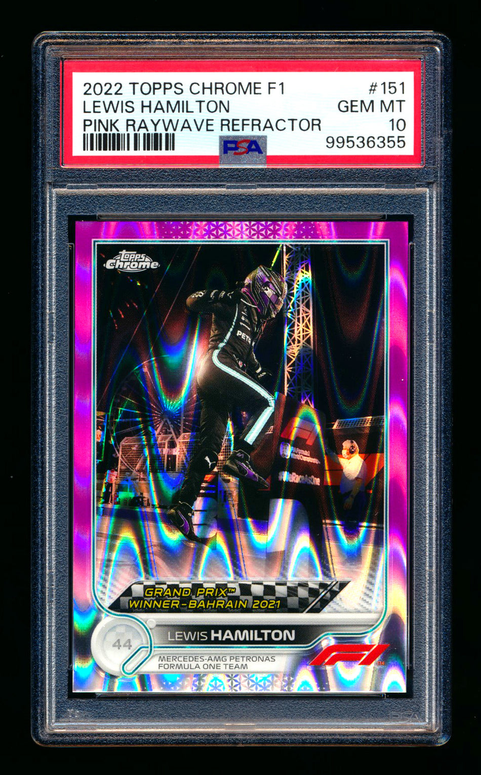 2022 Topps Chrome F1 #151 Lewis Hamilton Pink Raywave Refractor #32/75 PSA 10 ** (SOLD eBay - $95.00 - 2/18/2025) **