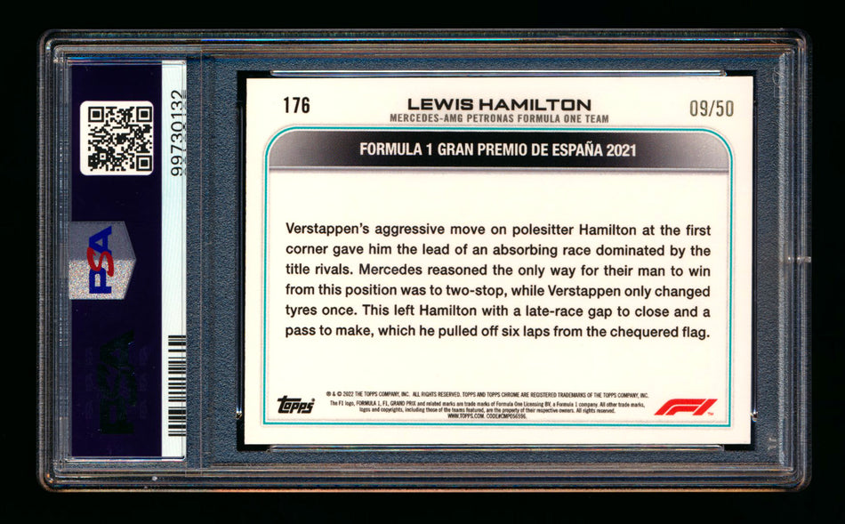 2022 Topps Chrome F1 #176 Lewis Hamilton Gold Checker Flag Refractor #09/50 PSA 10 ** (SOLD eBay - $95.00 - 2/18/2025) **