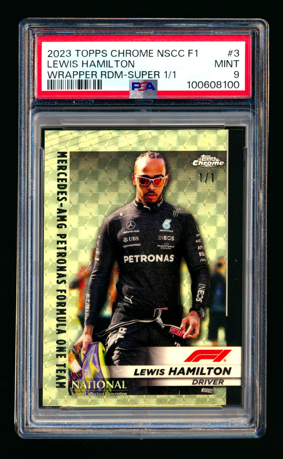 2023 Topps Chrome NSCC F1 #F1-3 Lewis Hamilton Superfractor #1/1 PSA 9 - POP 1!