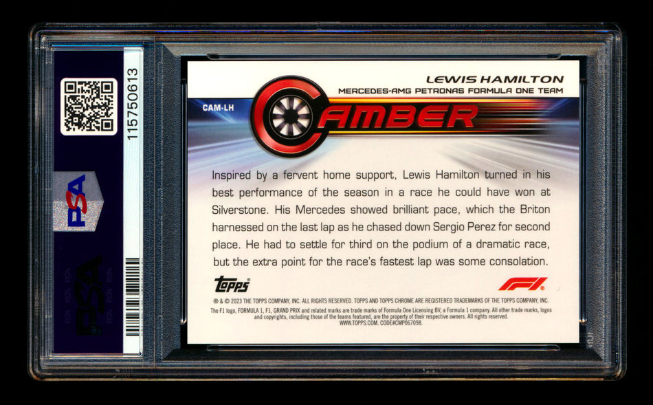 2023 Topps Chrome F1 Camber #CAM-LH Lewis Hamilton Gold Refractor #30/50 PSA 10 ** (SOLD WCCS - $120.00 - 8/22/2025) **