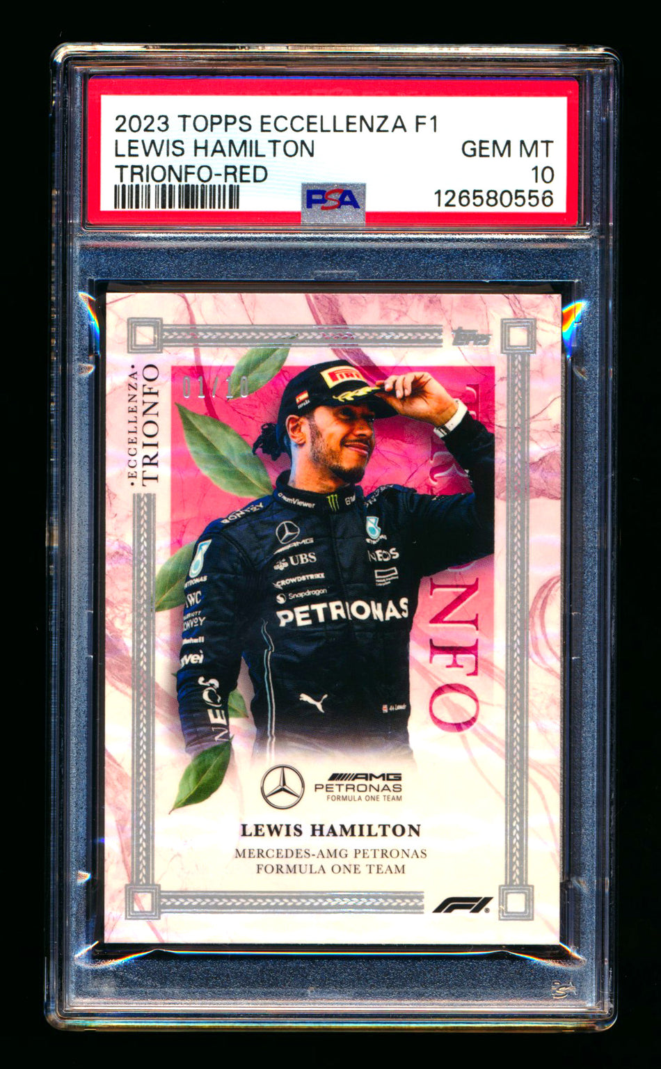 2023 Topps Eccellenza F1 Trionfo Lewis Hamilton Red Parallel #01/10 PSA 10 (First #!) - POP 1!