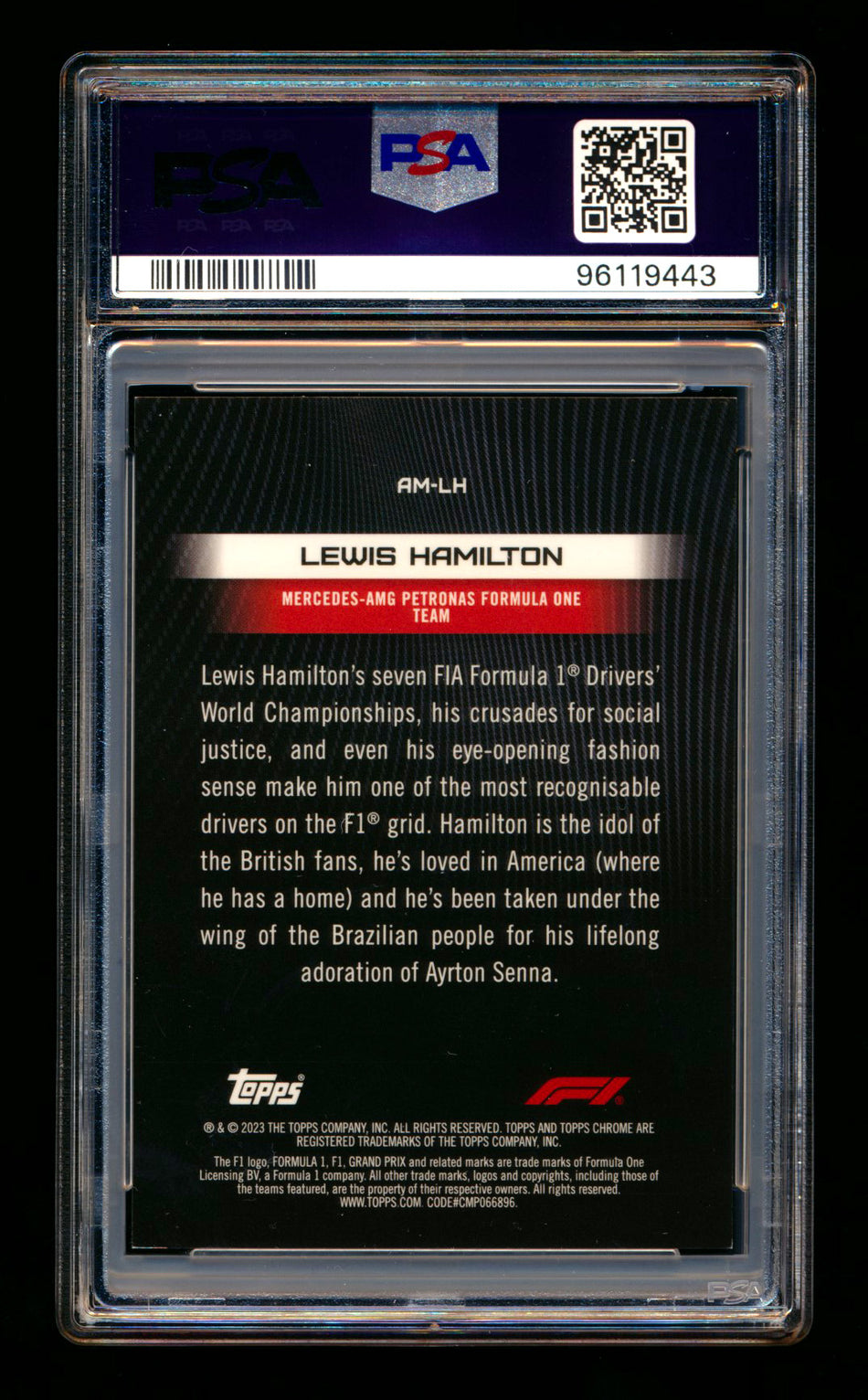 2023 Topps Chrome F1 Armour #AM-LH Lewis Hamilton Refractor #27/50 PSA 8 ** (SOLD - $250.00 - 1/17/2025) **