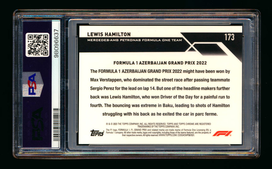 2023 Topps Chrome F1 #173 Lewis Hamilton Red Refractor #3/5 PSA 10 ** (SOLD eBay - $349.00 - 1/18/2025) **