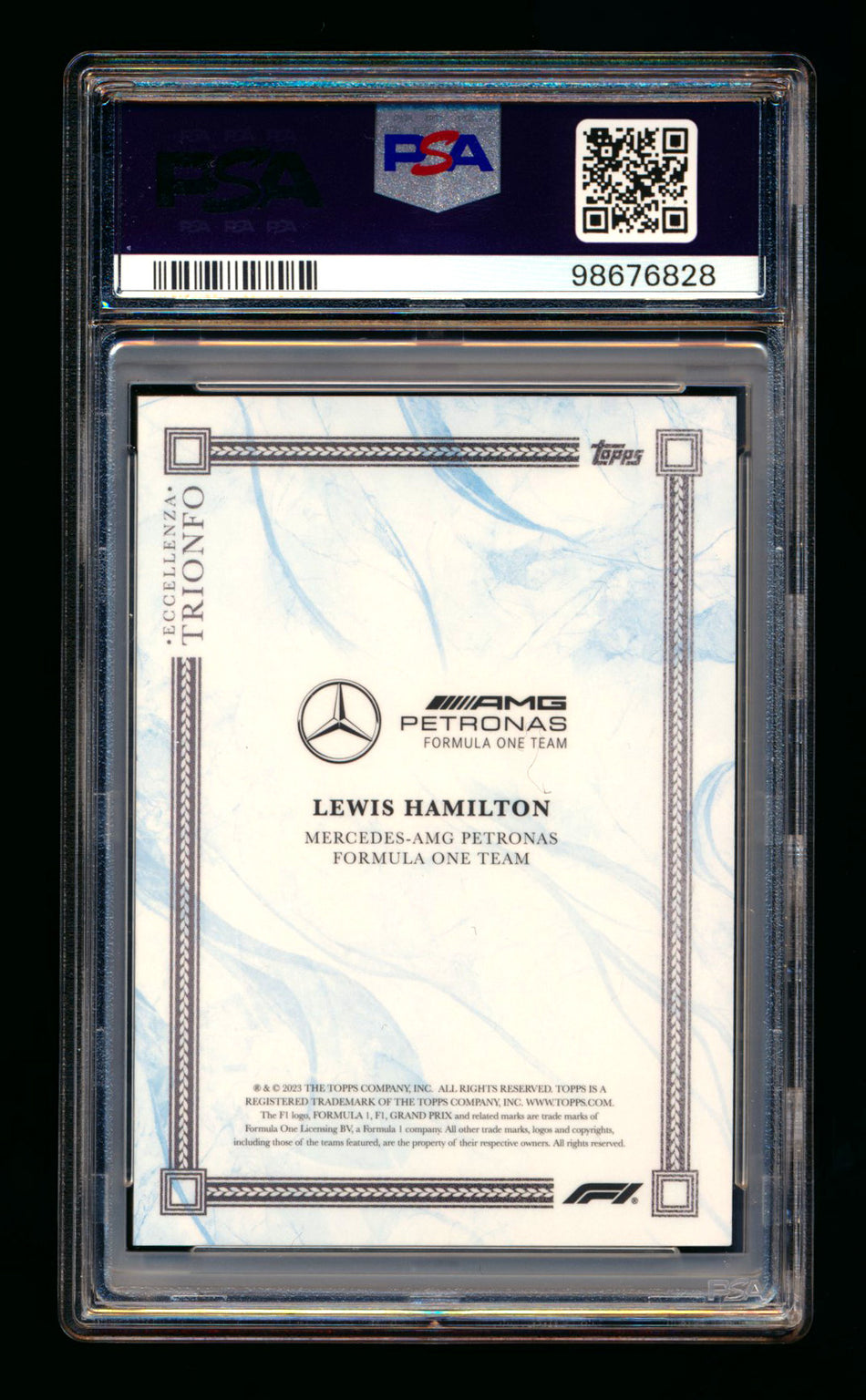 2023 Topps Eccellenza F1 Trionfo Lewis Hamilton Blue Parallel #05/49 PSA 10