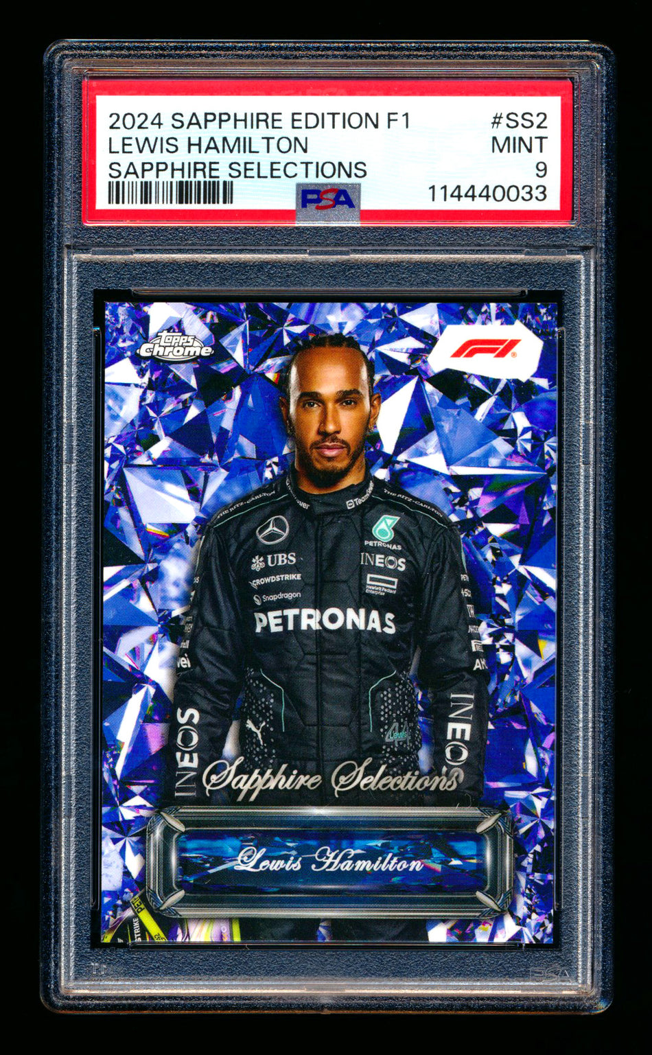 2024 Topps Chrome F1 Sapphire Selections #SS-2 Lewis Hamilton Refractor PSA 9