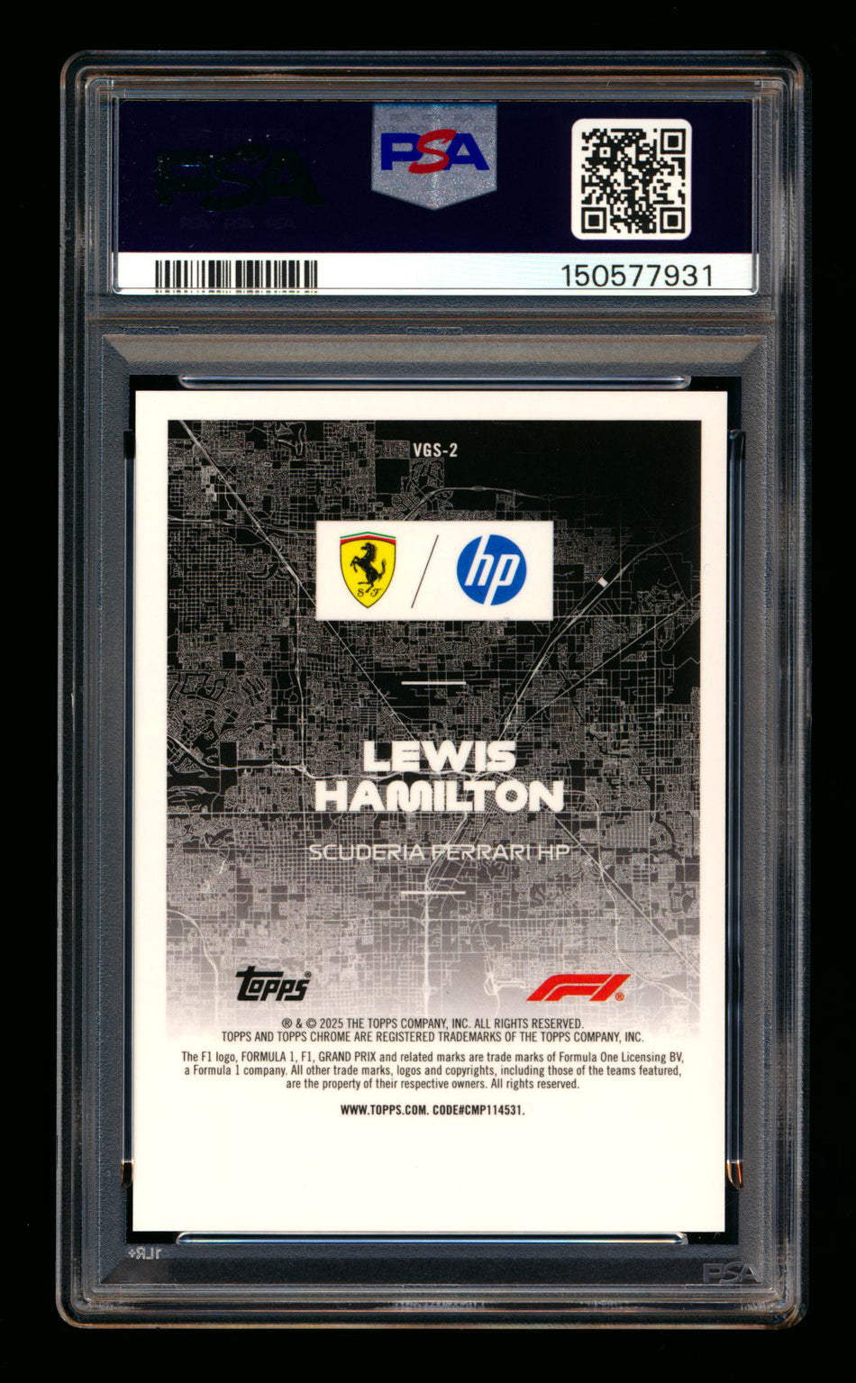 2025 Topps Chrome F1 Vegas At Night #VGS-2 Lewis Hamilton Refractor SSP PSA 10 ** (SOLD eBay - $1,700.00 - 5/14/2026) **