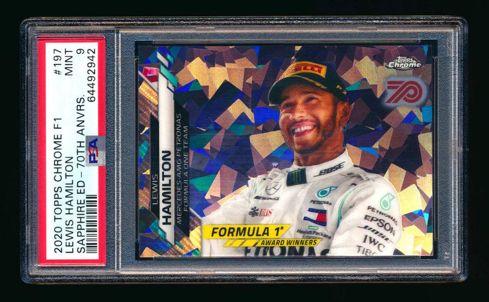 2020 Topps Chrome Sapphire F1 #197 Lewis Hamilton RC 70th Silver Refractor #21/70 PSA 9