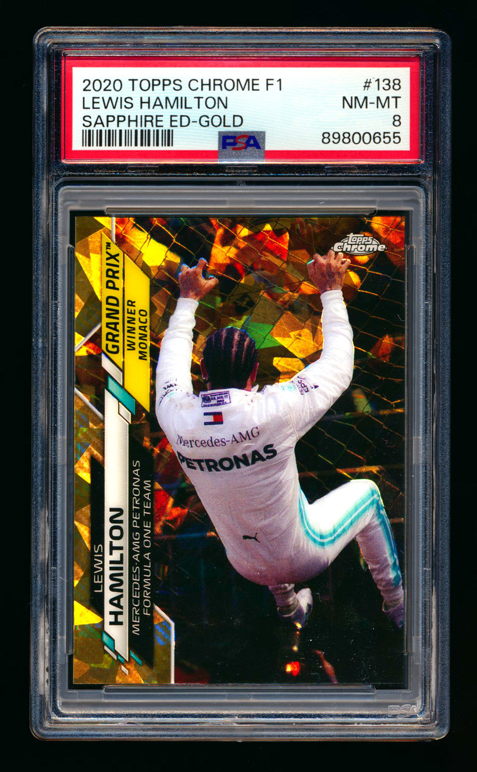 2020 Topps Chrome Sapphire F1 #138 Lewis Hamilton RC Gold Refractor #44/50 PSA 8 (Car Number!)