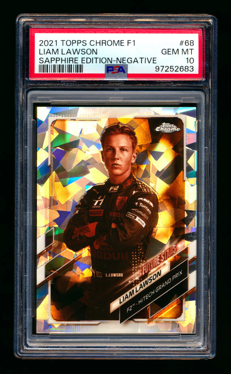 2021 Topps Chrome Sapphire F1 #68 Liam Lawson RC Negative Refractor #020/100 PSA 10