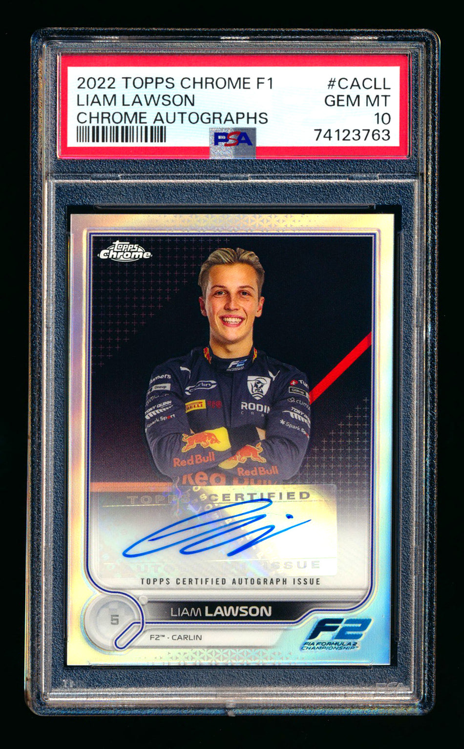 2022 Topps Chrome F1 #CAC-LL Liam Lawson RC Refractor Autograph PSA 10