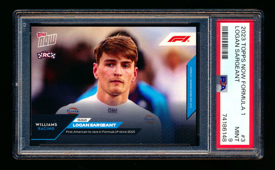 2023 Topps Now F1 #3 Logan Sargeant RC Bahrain Grand Prix PSA 9 ** (SOLD - $10.00 - 1/18/2025) **