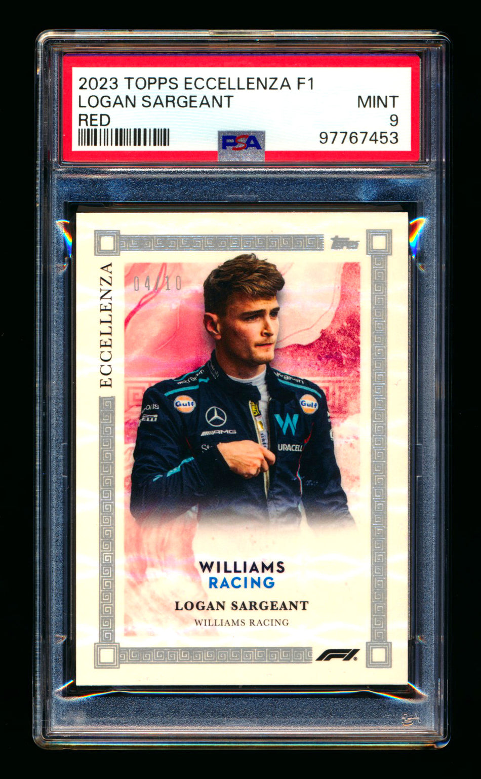 2023 Topps Eccellenza F1 Logan Sargeant RC Red Parallel #04/10 PSA 9 ** (SOLD eBay - $79.00 - 5/6/2026) **
