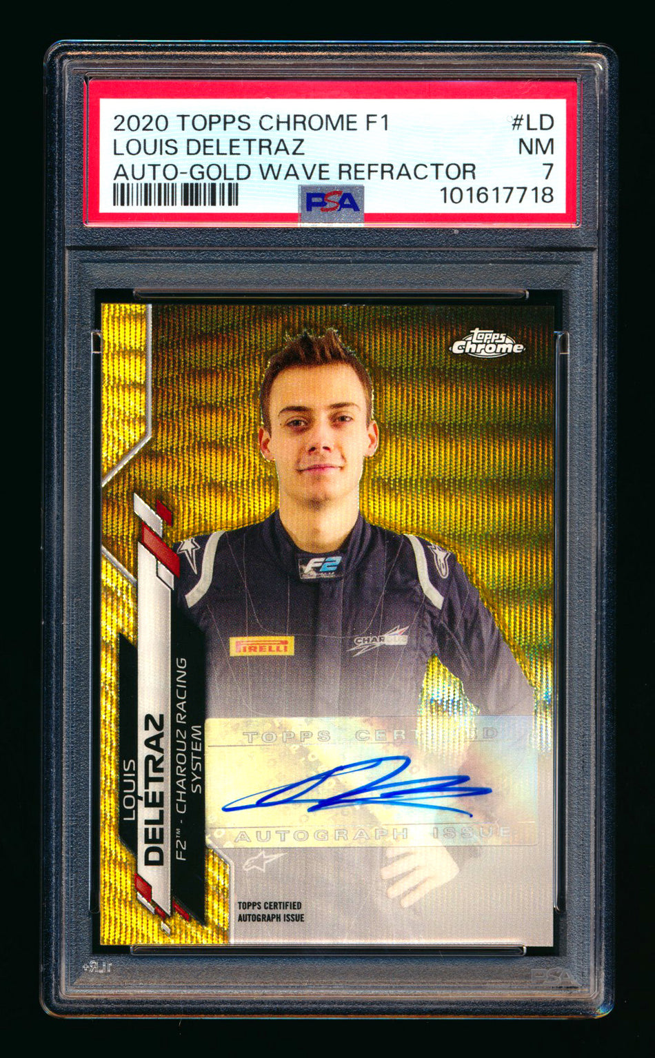 2020 Topps Chrome F1 #F1A-LD Louis Deletraz RC Gold Wave Refractor Autograph #05/50 PSA 7 ** (SOLD - $49.00 - 11/1/2025) **