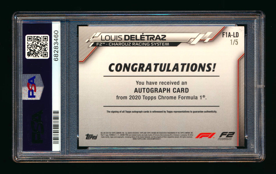 2020 Topps Chrome F1 #F1A-LD Louis Deletraz RC Red Refractor Autograph #1/5 PSA 9 (First #!) ** (SOLD - $2,000.00 - 10/15/2025) **