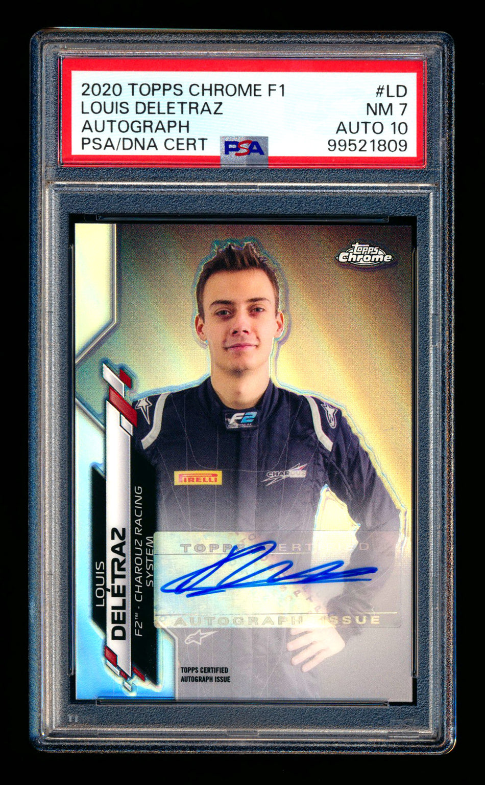 2020 Topps Chrome F1 #F1A-LD Louis Deletraz RC Refractor Autograph #312/371 PSA 7 DNA 10