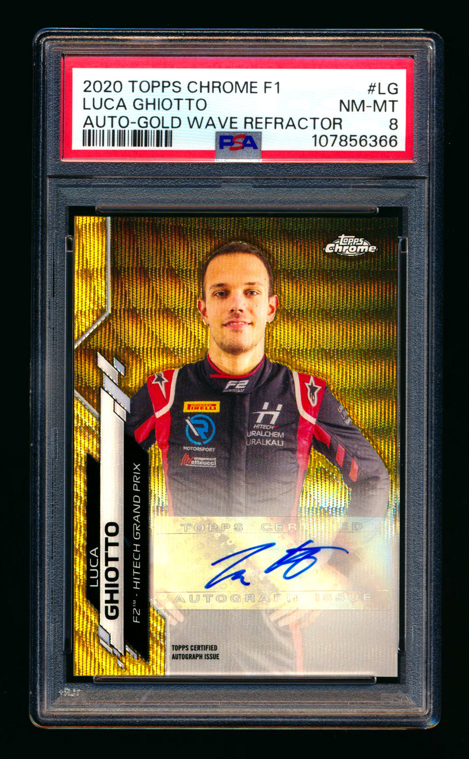 2020 Topps Chrome F1 #F1A-LG Luca Ghiotto RC Gold Wave Refractor Autograph #43/50 PSA 8 ** (SOLD - $59.00 - 11/1/2025) **