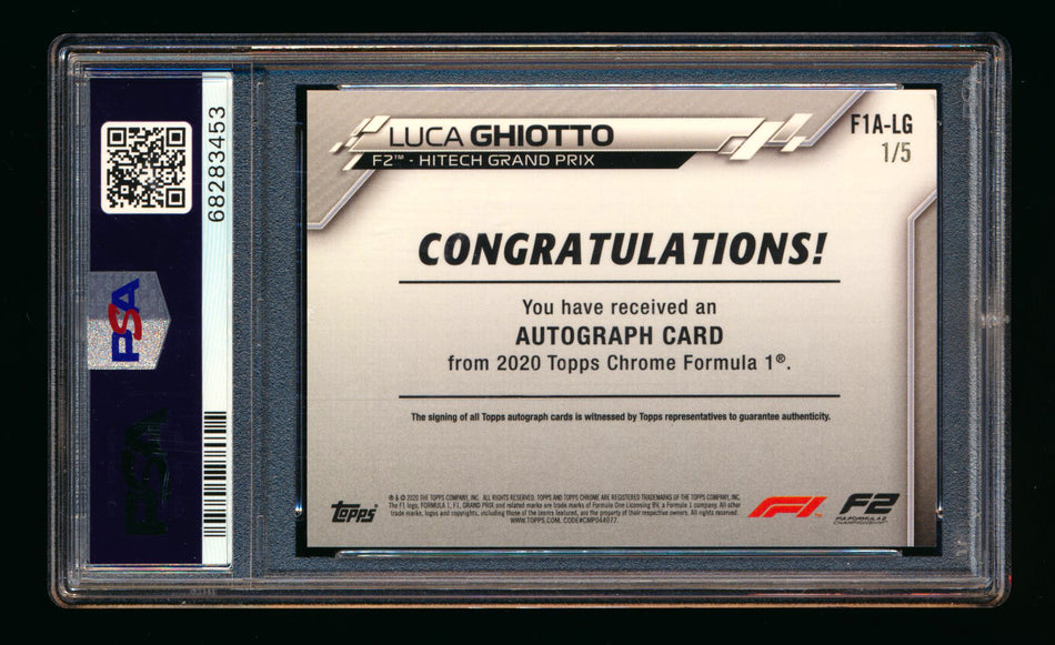 2020 Topps Chrome F1 #F1A-LG Luca Ghiotto RC Red Refractor Autograph #1/5 PSA 9 (First #!)