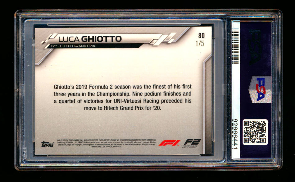 2020 Topps Chrome F1 #80 Luca Ghiotto RC Red Wave Refractor #1/5 PSA 7 (First #!)