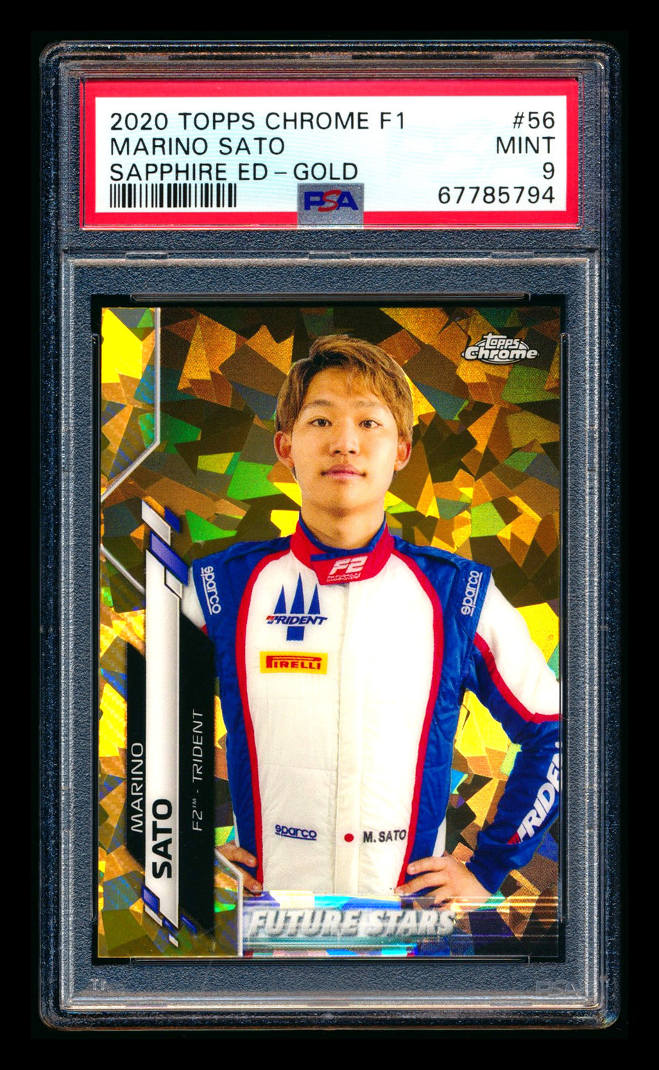 2020 Topps Chrome Sapphire F1 #56 Marino Sato RC Gold Refractor #36/50 PSA 9