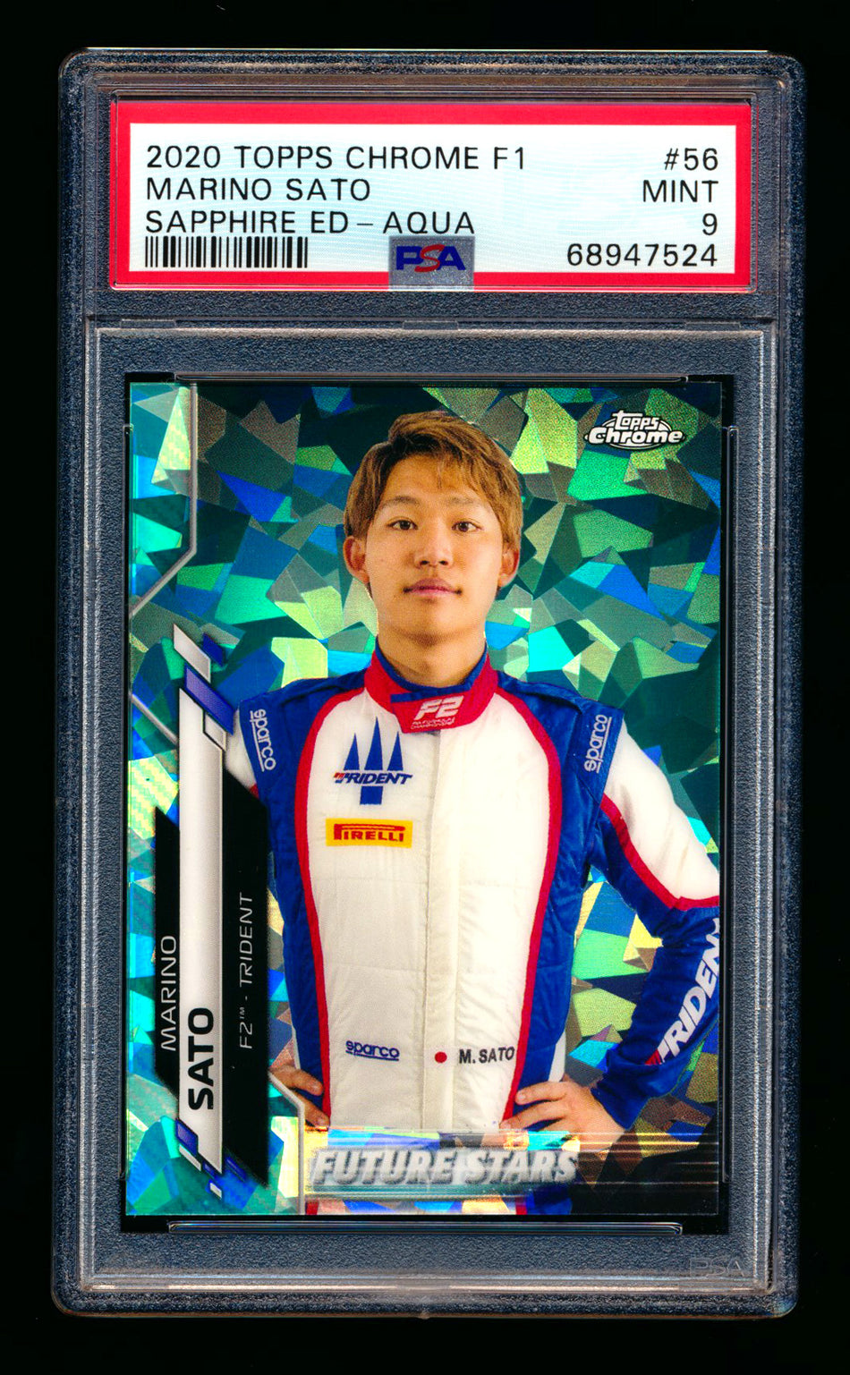 2020 Topps Chrome Sapphire F1 #56 Marino Sato RC Aqua Refractor #33/99 PSA 9