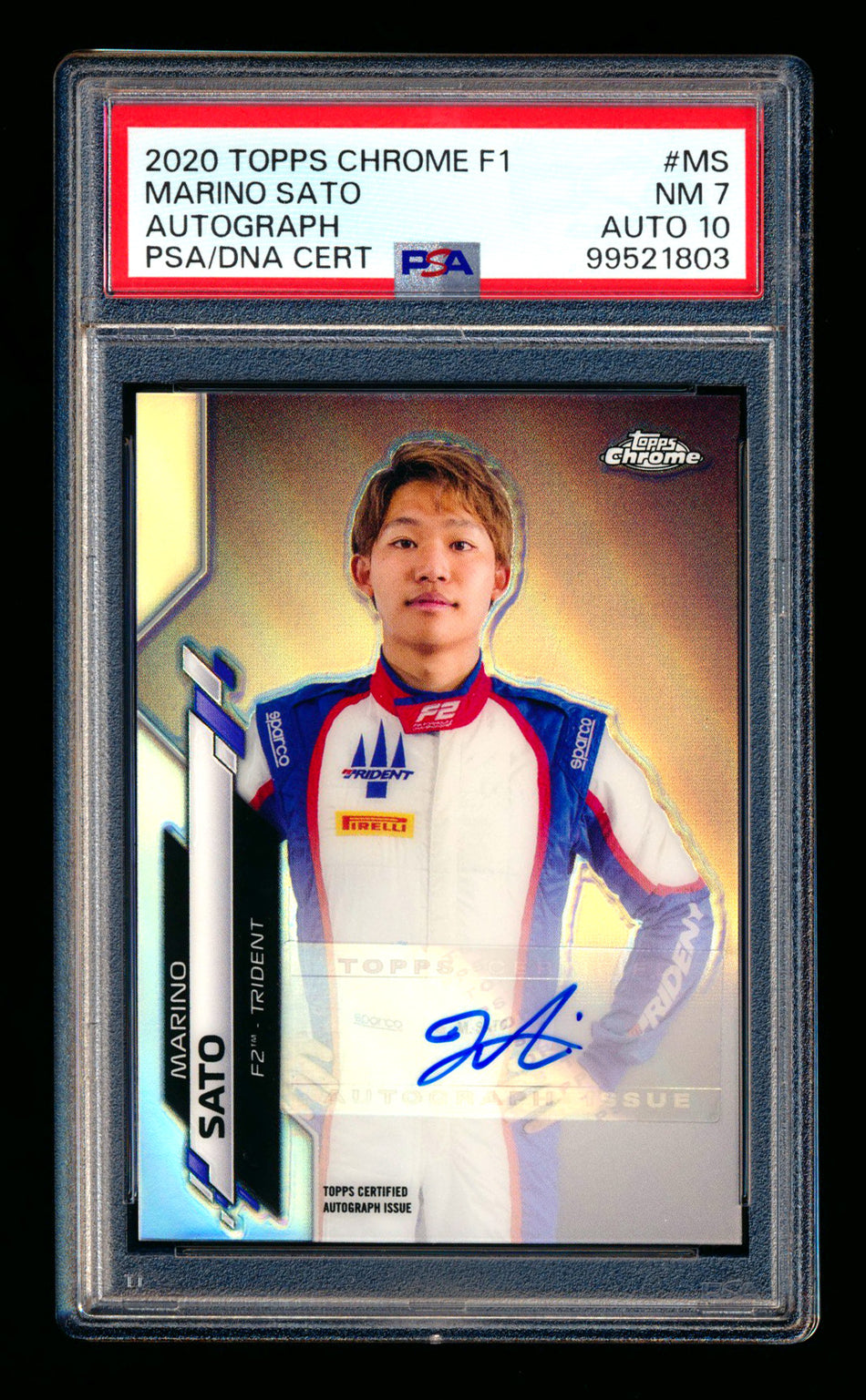 2020 Topps Chrome F1 #F1A-MS Marino Sato RC Refractor Autograph #010/376 PSA 7 DNA 10