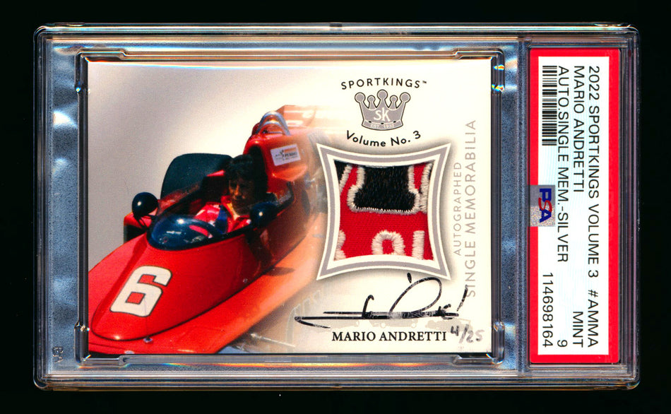 2022 Sportkings Volume 3 #AM-MA Mario Andretti Silver Patch Autograph #04/25 PSA 9 ** (SOLD eBay - $179.00 - 11/28/2025) **
