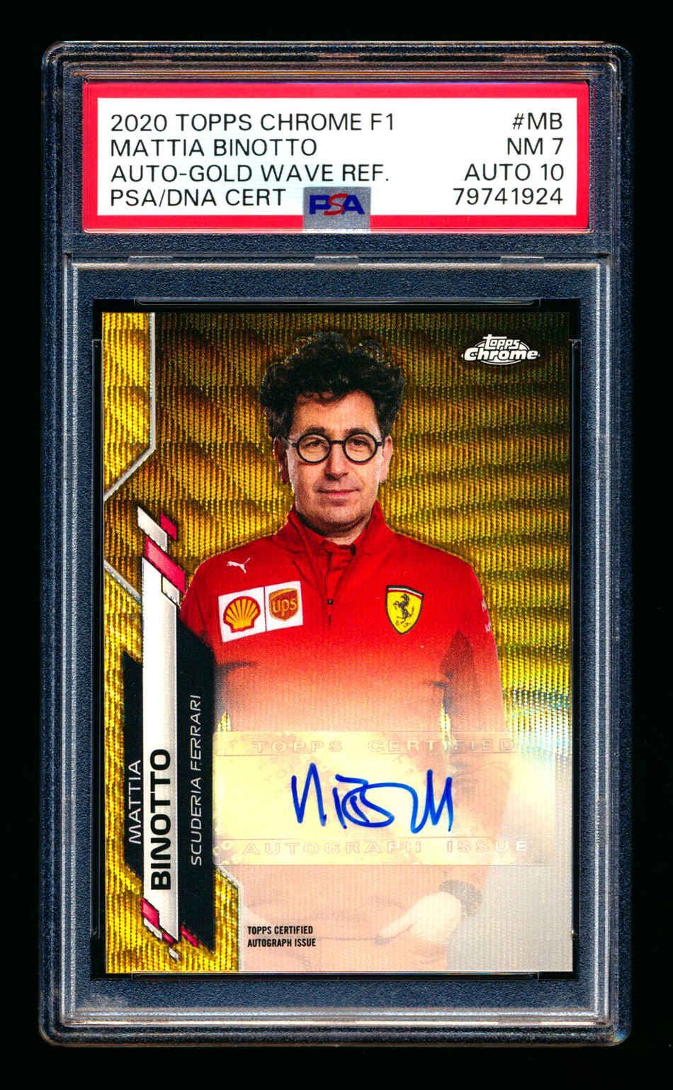 2020 Topps Chrome F1 #F1A-MB Mattia Binotto RC Gold Wave Refractor Autograph #13/50 PSA 7 DNA 10 ** (SOLD - $129.00 - 11/1/2025) **