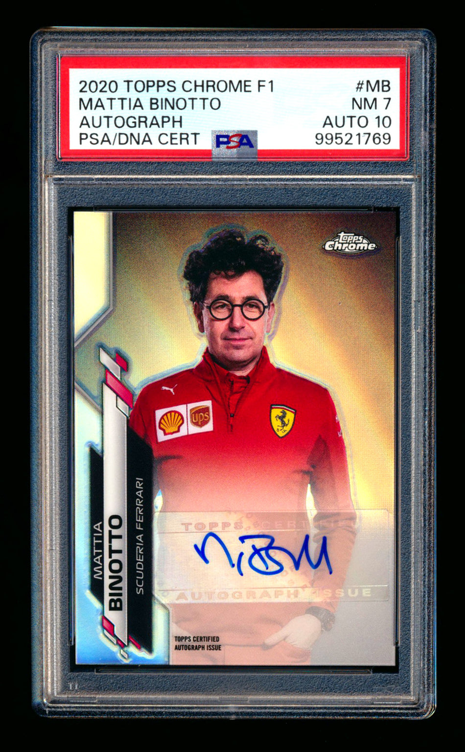 2020 Topps Chrome F1 #F1A-MB Mattia Binotto RC Refractor Autograph #05/85 PSA 7 DNA 10