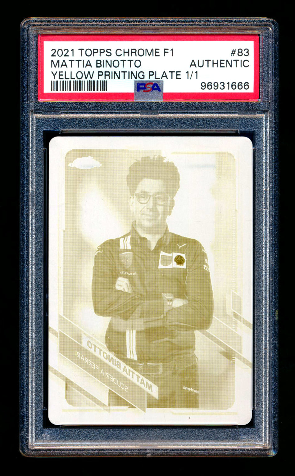 2021 Topps Chrome F1 #83 Mattia Binotto Yellow Printing Plate #1/1 PSA Authentic - POP 1!