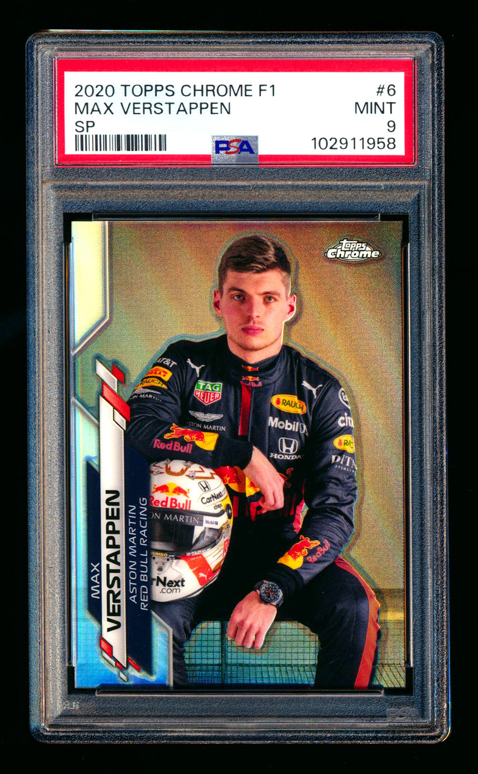 2020 Topps Chrome F1 #6 Max Verstappen RC Refractor Image Variation SP PSA 9
