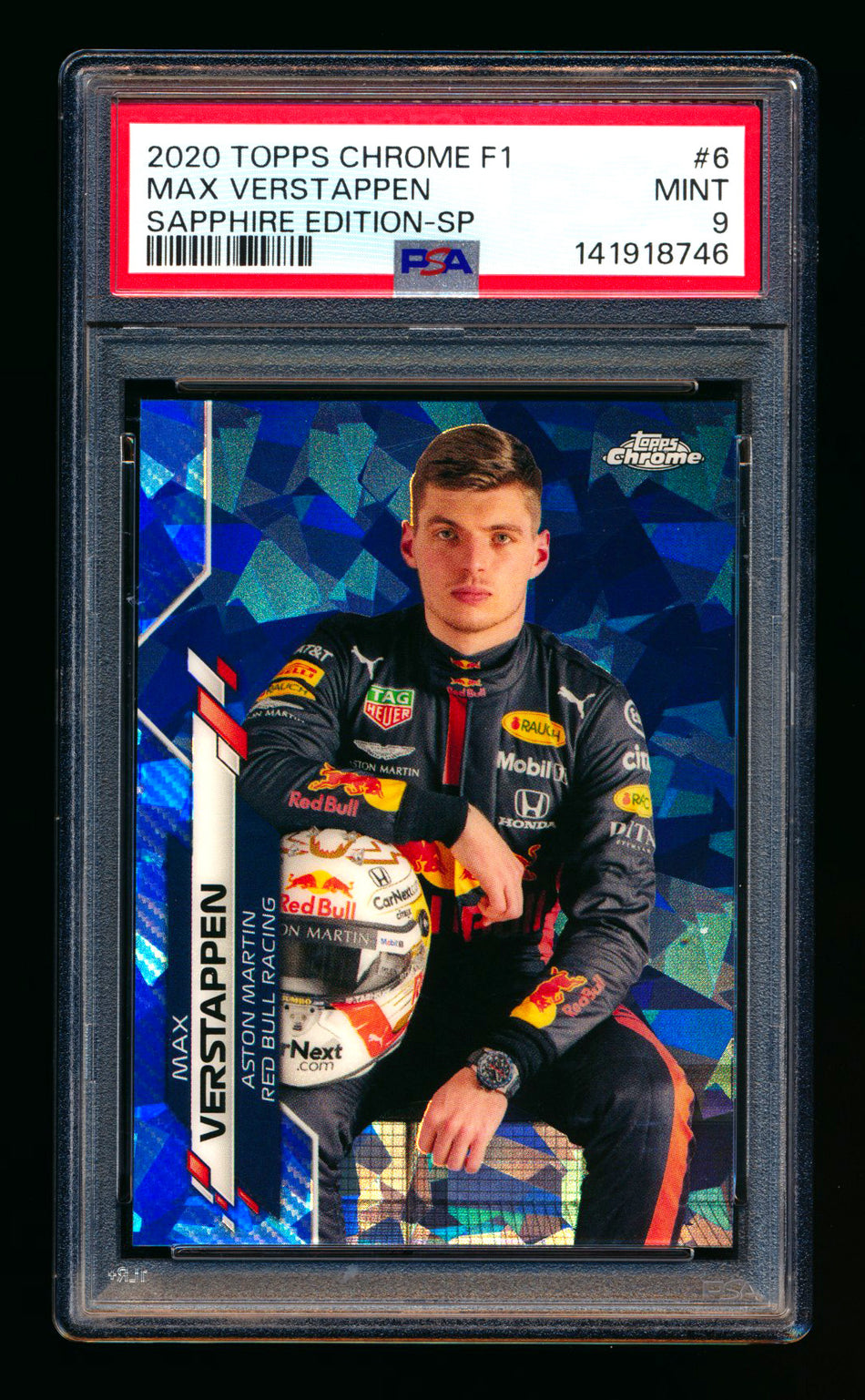 2020 Topps Chrome Sapphire F1 #6 Max Verstappen RC Refractor Image Variation SP PSA 9