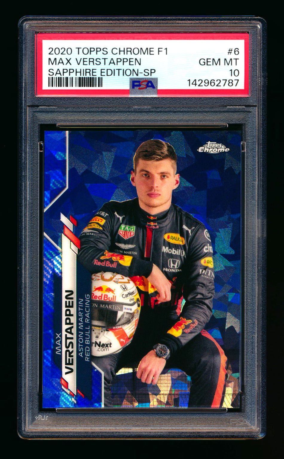 2020 Topps Chrome Sapphire F1 #6 Max Verstappen RC Refractor Image Variation SP PSA 10
