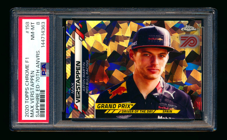2020 Topps Chrome Sapphire F1 #158 Max Verstappen RC 70th Silver Refractor #04/70 PSA 8