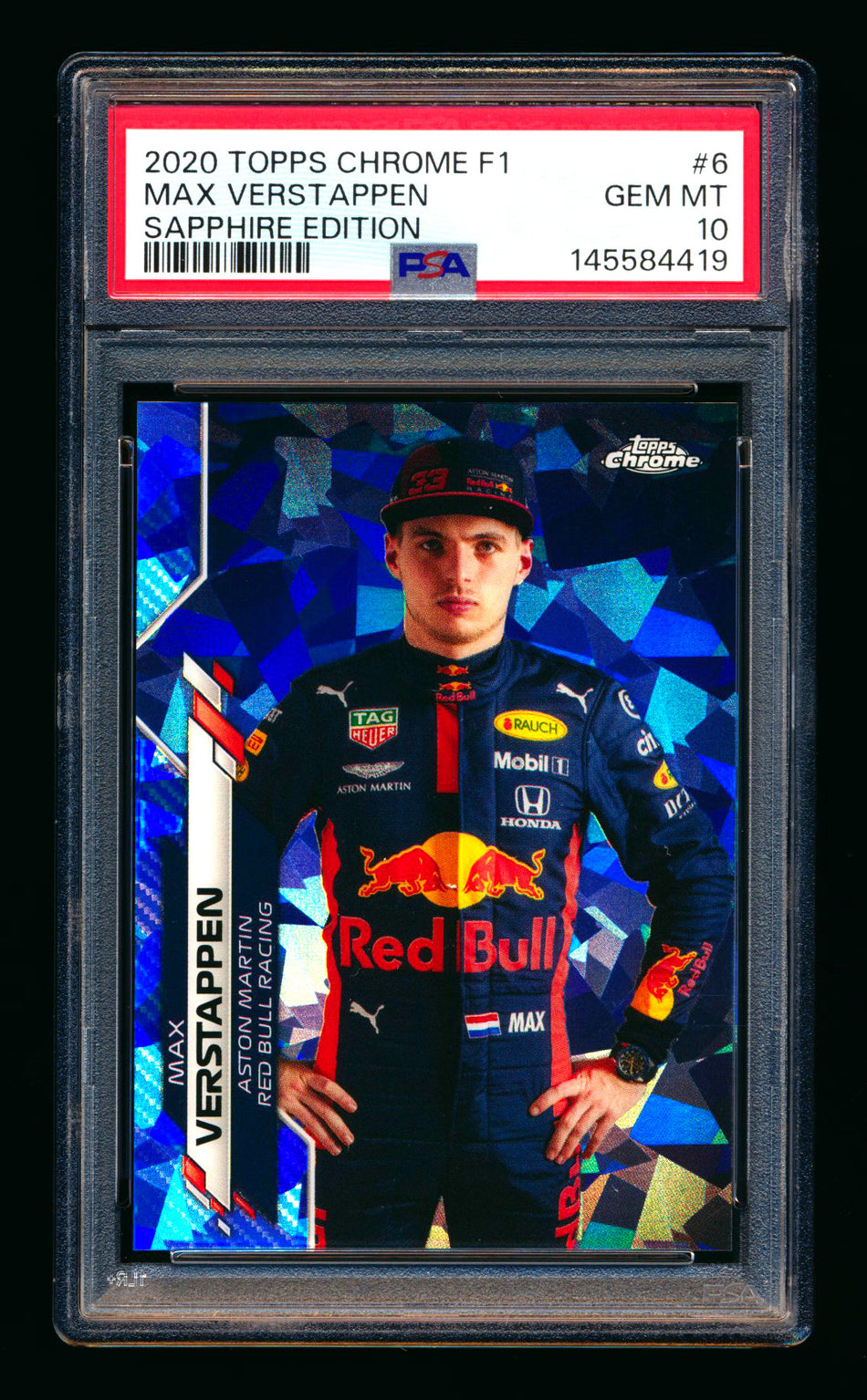2020 Topps Chrome Sapphire F1 #6 Max Verstappen RC Refractor Portrait PSA 10